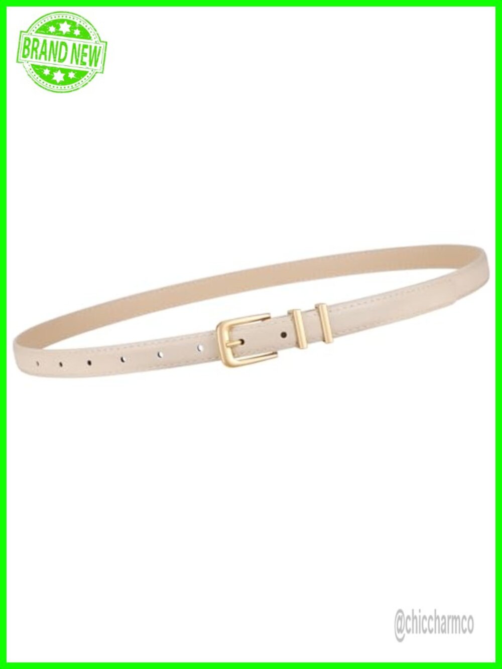 Women Skinny Belt Faux Leather Gold Buckle Thin Waist Belt for Jeans Pants Dress
